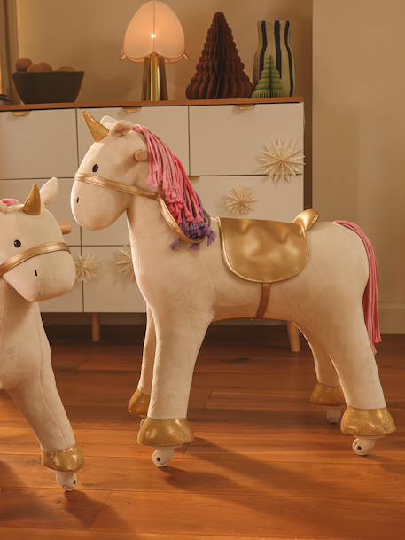 Licorne à roulettes en bois FSC® blanc+brun+écru+marron - vertbaudet enfant 