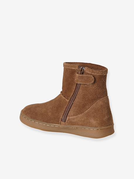 Leren meisjesboots met rits bruin+taupe - vertbaudet enfant 