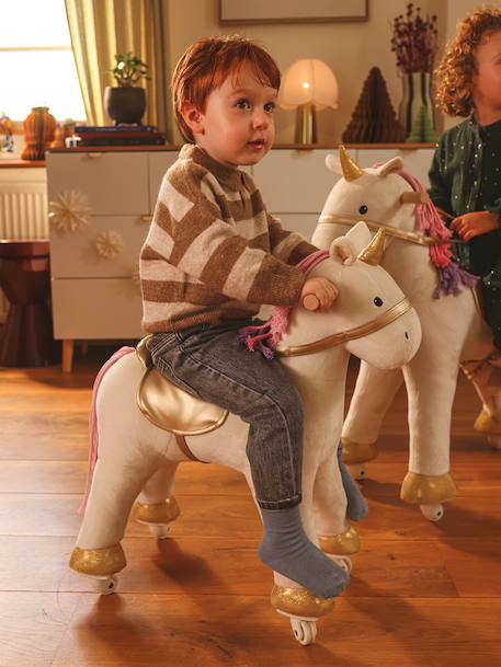 Cheval à roulettes en bois FSC® blanc+brun+écru+marron - vertbaudet enfant 