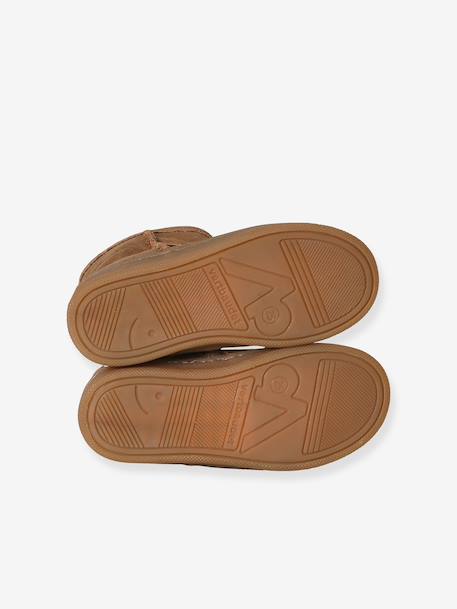 Boots fille cuir zippées marron+taupe - vertbaudet enfant 