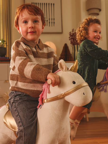 Trekpaardje FSC 100%-hout bruin+donkerbruin+ecru+wit - vertbaudet enfant 