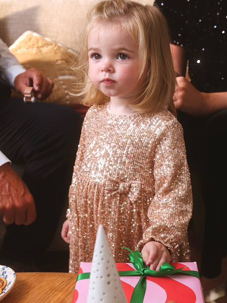 Robe bébé fille à sequins noël argent+or - vertbaudet enfant 