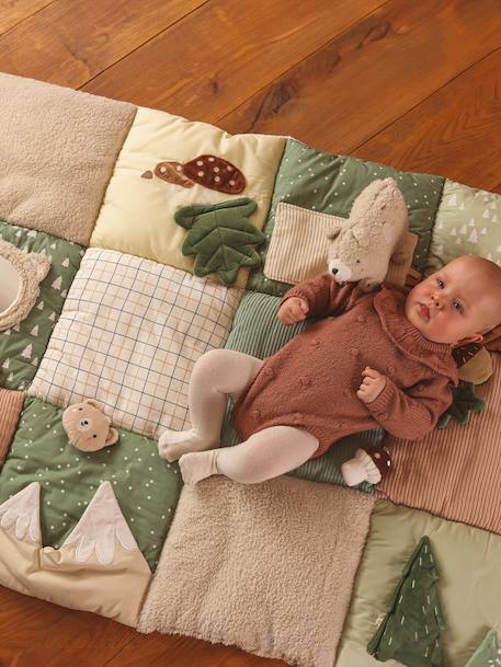 Tapis d'éveil moelleux et ludique beige+écru+orange+rouge+vert émeraude - vertbaudet enfant 