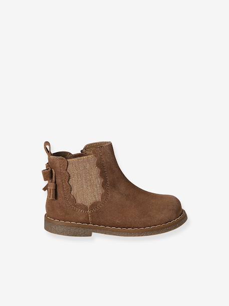 Eerste stap schoenen baby boots leer bruin+goudgeel+zwart - vertbaudet enfant 