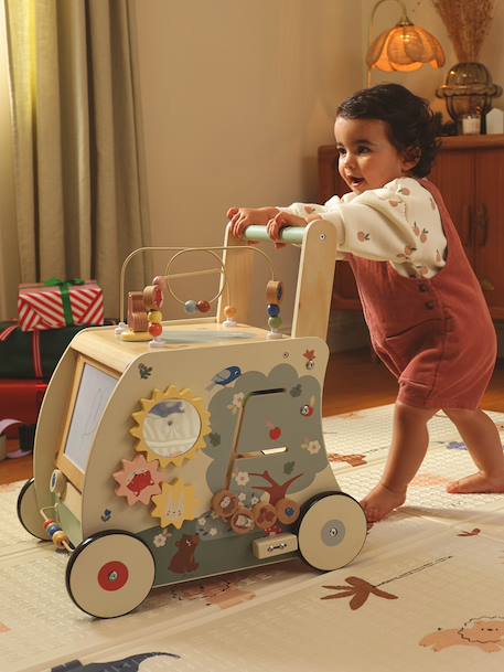 Chariot de marche ardoise magique avec freins HAPPY FOREST bois - vertbaudet enfant 