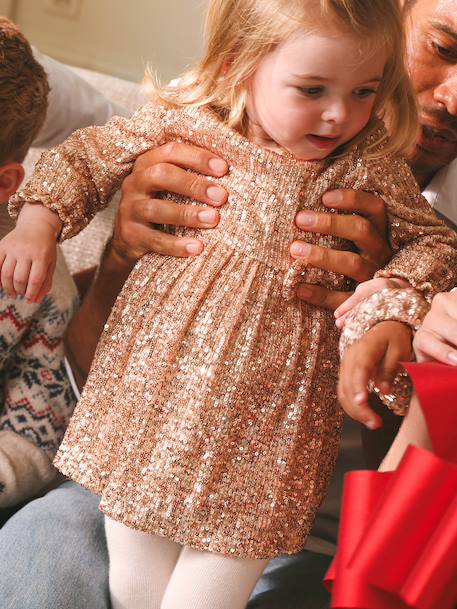 Festliches Baby Kleid mit Pailletten goud+zilver - vertbaudet enfant 
