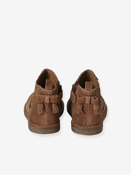 Eerste stap schoenen baby boots leer bruin+goudgeel+zwart - vertbaudet enfant 