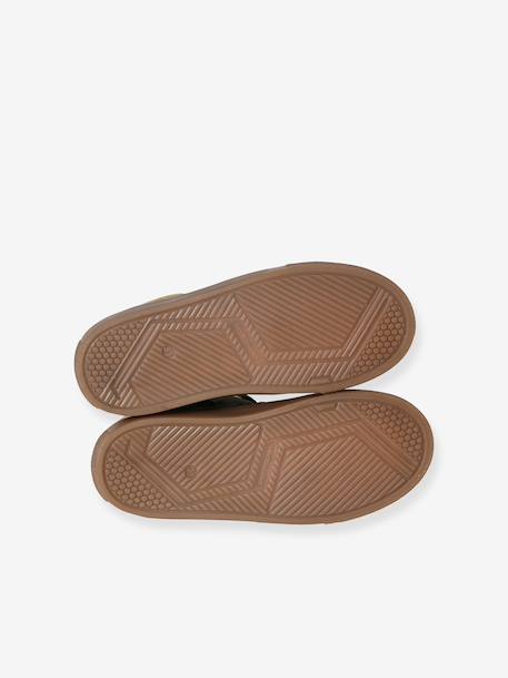 Hoge leren sneakers met veters voor jongens beige+kaki+marineblauw - vertbaudet enfant 