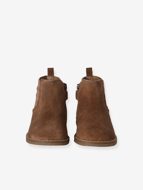 Eerste stap schoenen baby boots leer bruin+goudgeel+zwart - vertbaudet enfant 