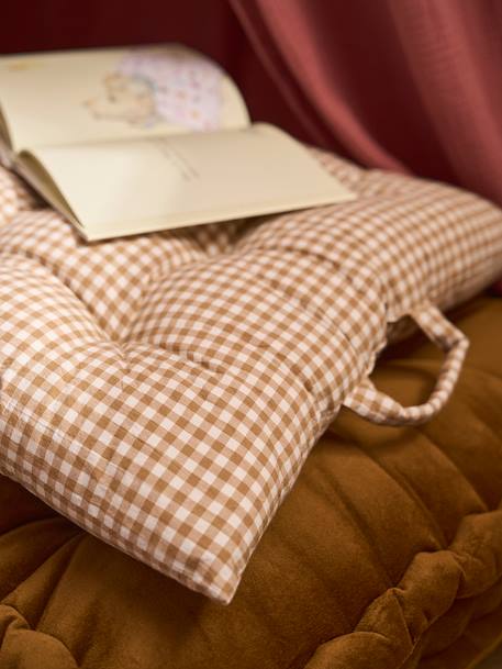 Matelas de sol en coton vichy moka - vertbaudet enfant 