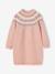 Robe fille manches longues camel+rose poudré+vert sauge - vertbaudet enfant 