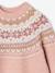 Jacquard jurk met lange mouwen kameel+roze (poederkleur)+saliegroen - vertbaudet enfant 