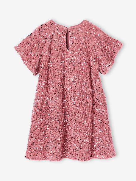 Robe fille en velours et sequins argenté+rose+rouge - vertbaudet enfant 