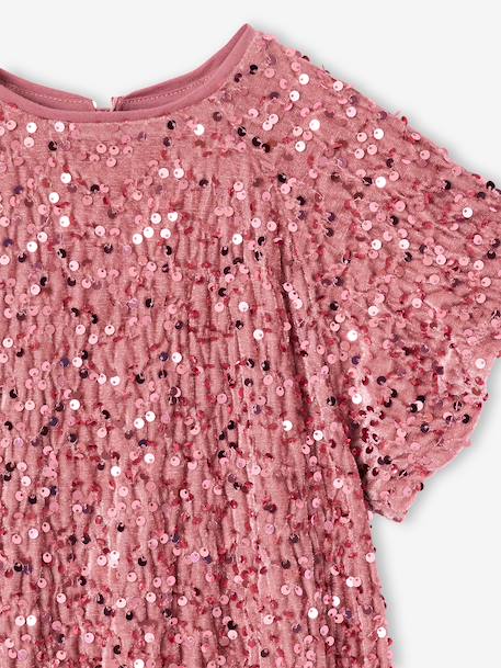 Robe fille en velours et sequins argenté+rose+rouge - vertbaudet enfant 