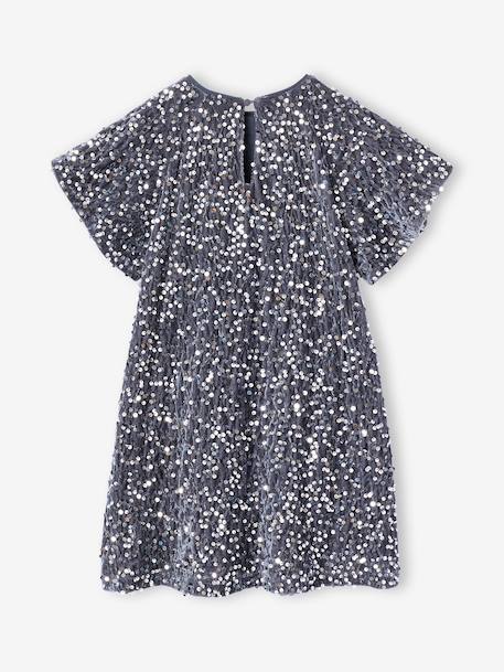 Robe fille en velours et sequins argenté+rose+rouge - vertbaudet enfant 