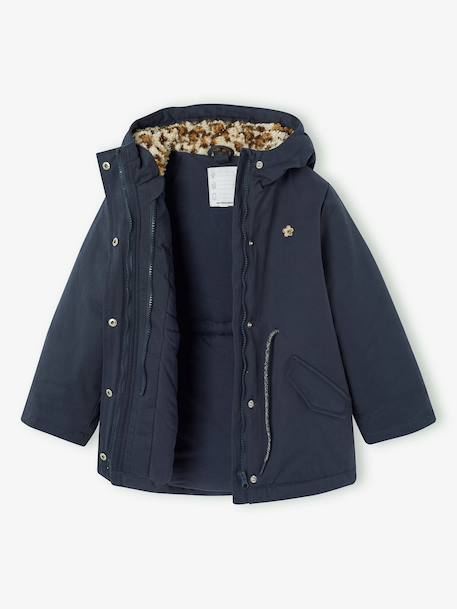 3-in-1 parka voor meisjes marineblauw+rouge - vertbaudet enfant 