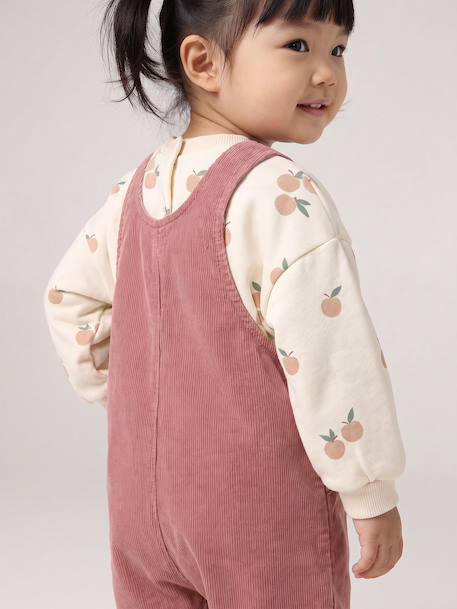 Babykledingset sweatshirt en tuinbroek oudroze - vertbaudet enfant 