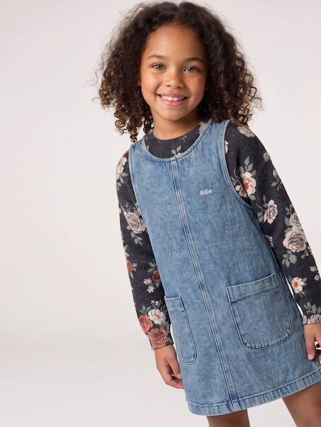 Denim overgooier voor meisjes middenblauw - vertbaudet enfant 