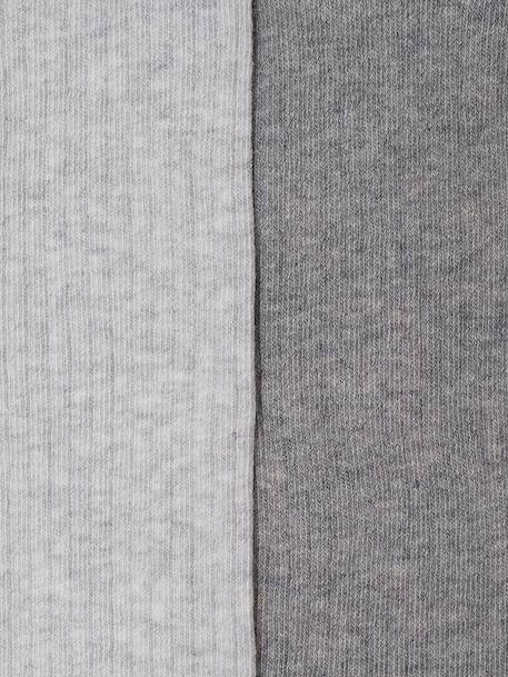 Lot de 2 paires de collants en maille côtelée fille bleu nuit+gris chiné+marron - vertbaudet enfant 