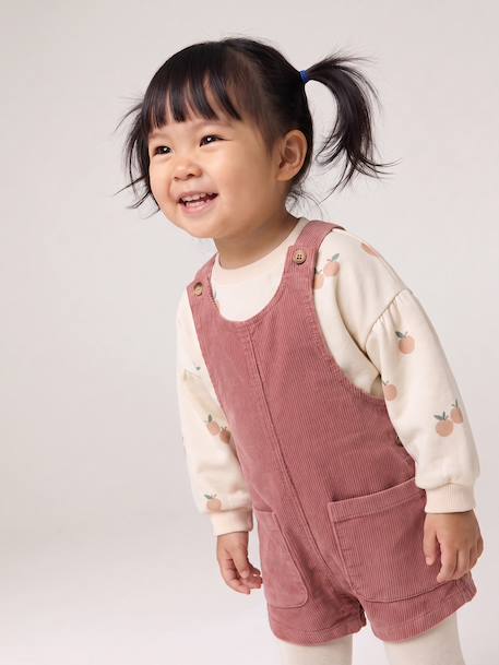 Babykledingset sweatshirt en tuinbroek oudroze - vertbaudet enfant 