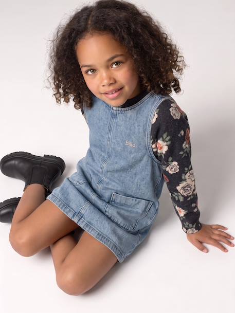 Denim overgooier voor meisjes middenblauw - vertbaudet enfant 