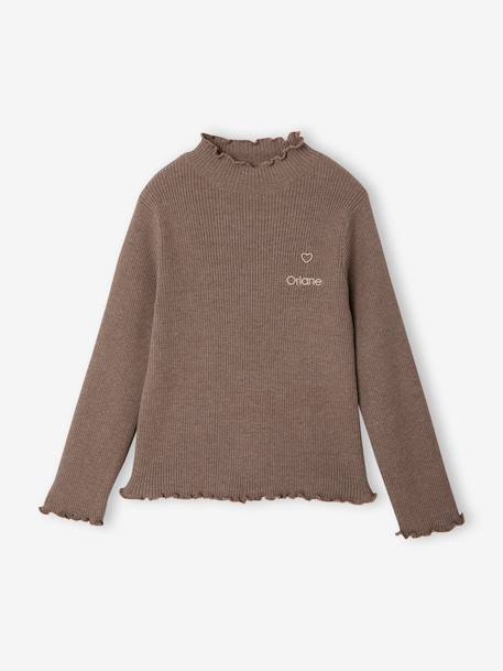 Sous-pull fille tricot prune+taupe - vertbaudet enfant 