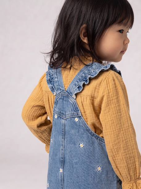 Geborduurde babyblouse ecru+okergeel - vertbaudet enfant 