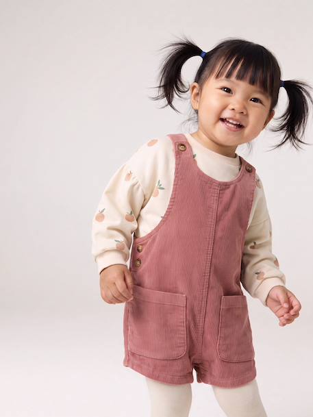 Babykledingset sweatshirt en tuinbroek oudroze - vertbaudet enfant 
