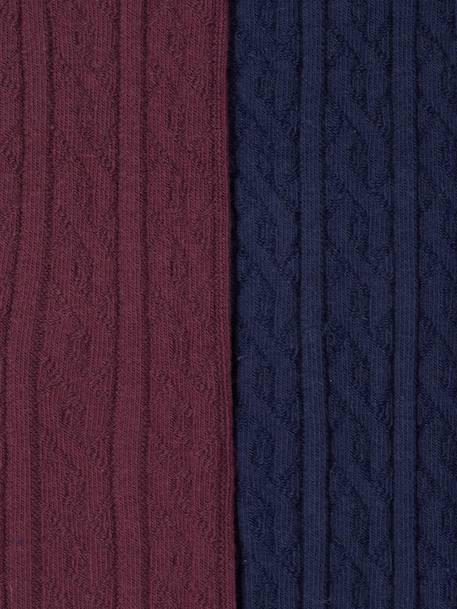 Set met 2 paar maillots met fantasie in tricot voor baby marineblauw+pruim - vertbaudet enfant 