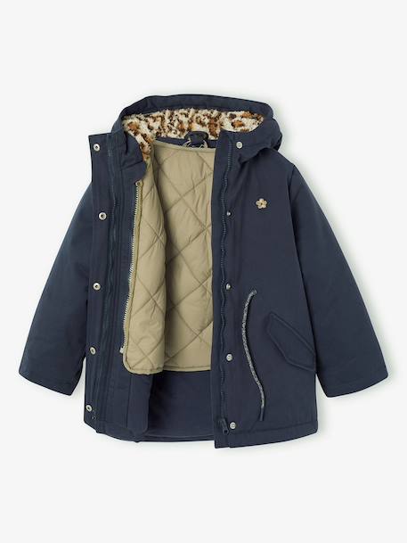 3-in-1 parka voor meisjes marineblauw+rouge - vertbaudet enfant 