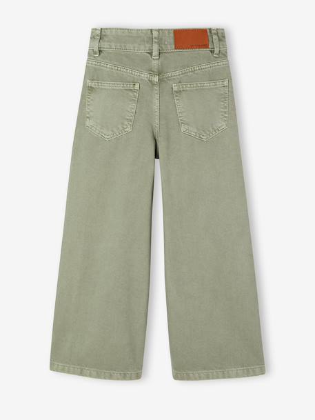 Wijde broek voor meisjes small Morpho groengrijs+kaki+koraal+oudroze - vertbaudet enfant 