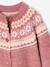 Jacquard meisjesvest met fantasiebreiwerk van glimmende draad ecru+mauve - vertbaudet enfant 