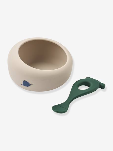Sparia kom+lepel silicone LIEWOOD blauw+dennen+lichtroze - vertbaudet enfant 