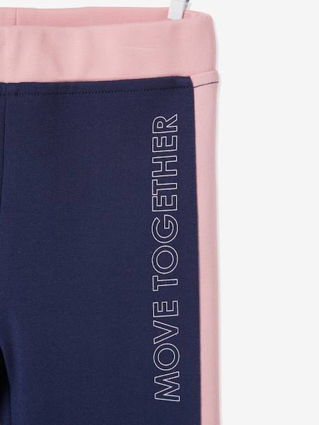 Sportlegging meisjes met zijstroken gemêleerd grijs+marineblauw+MARINEBLAUW+roze (poederkleur) - vertbaudet enfant 