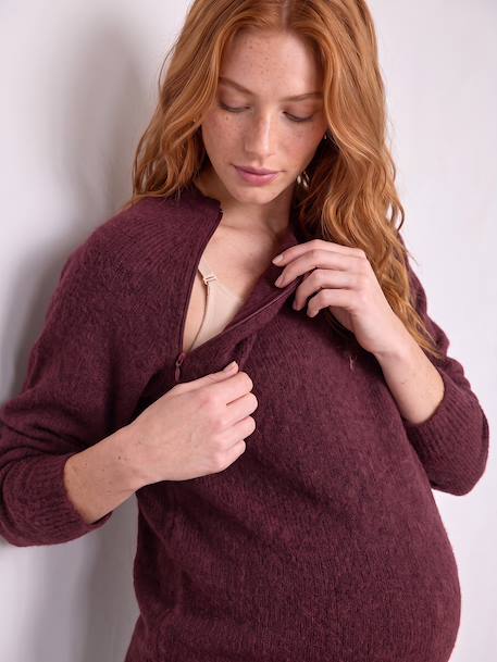 Pull grossesse et allaitement bordeaux+kaki - vertbaudet enfant 