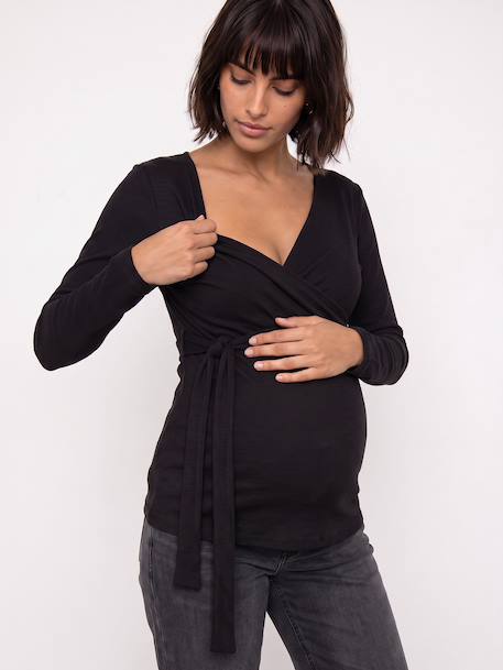 Voedingsshirt met overslag zwart - vertbaudet enfant 