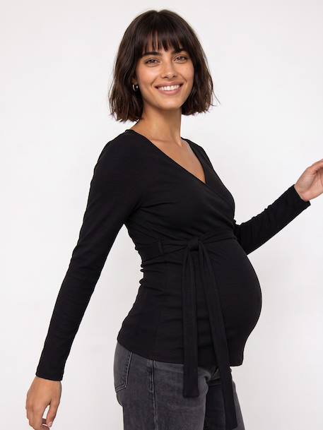 Voedingsshirt met overslag zwart - vertbaudet enfant 