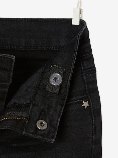 Slim fit jeans Morphologik 'waterless' meisjes heupomtrek SMALL zwart denim - vertbaudet enfant 