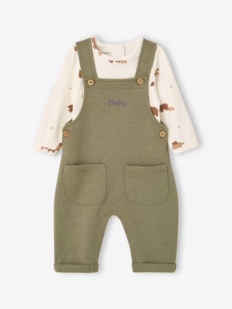 Ensemble salopette et body naissance kaki - vertbaudet enfant 