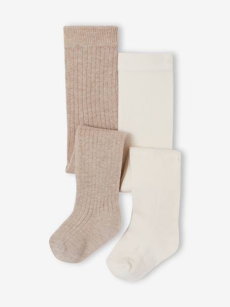 Lot de 2 collants bébé fille écru - vertbaudet enfant 