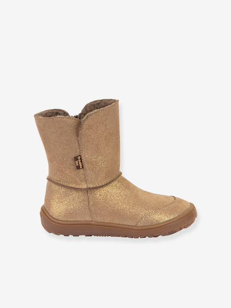 Blotevoetenlaarzen kinderen BAREFOOT TEX SUEDE Froddo bordeauxrood+goud+grijs+zwart - vertbaudet enfant 