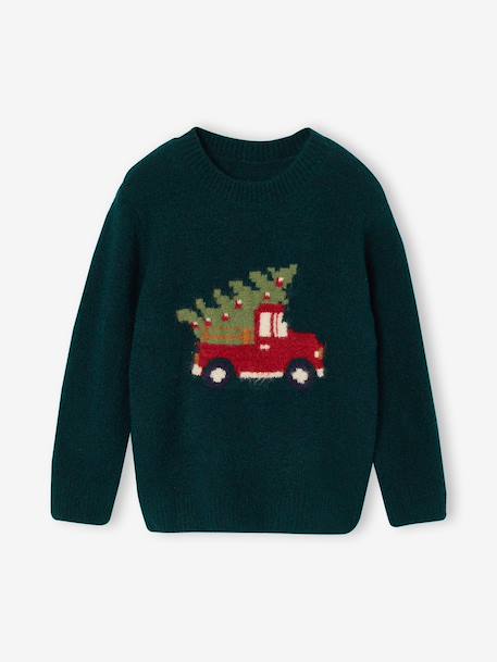 Pull noël manches longues garçon vert foncé - vertbaudet enfant 