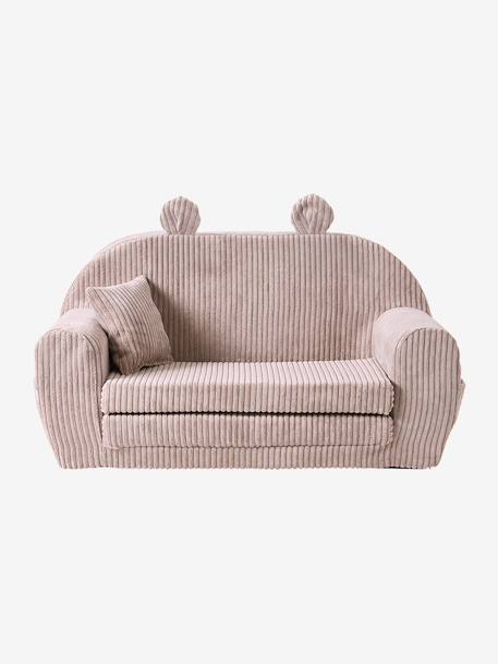Canapé chauffeuse ours velours beige+rose - vertbaudet enfant 