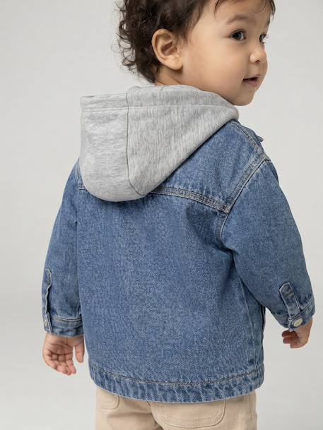 Chemise bébé personnalisable en denim avec capuche stone - vertbaudet enfant 