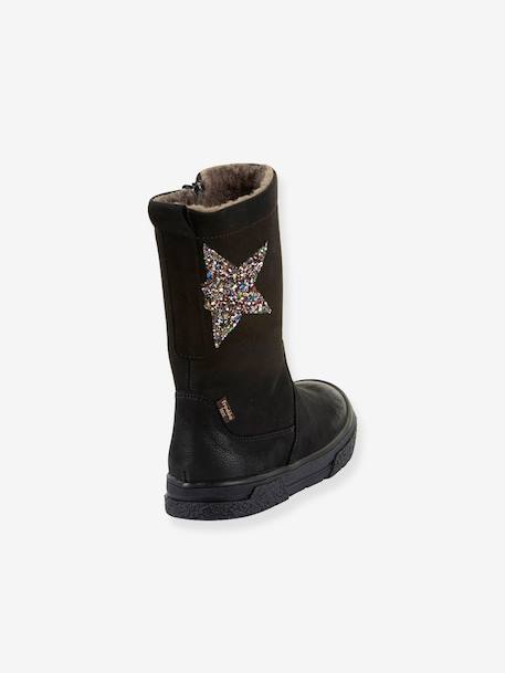 Meisjes Boots PULSE TEX STAR BOOTS WOOL FRODDO bordeauxrood+zwart - vertbaudet enfant 