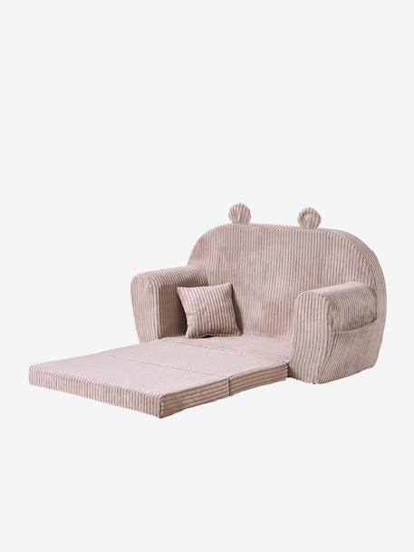 Canapé chauffeuse ours velours beige+rose - vertbaudet enfant 