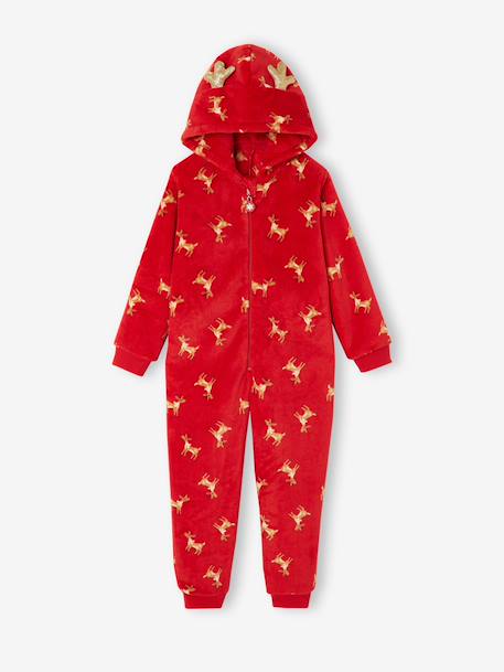 Meisjes nachtoverall met capuchon rood - vertbaudet enfant 