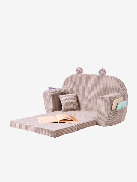 Canapé chauffeuse ours velours beige+rose - vertbaudet enfant 