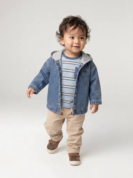 Chemise bébé personnalisable en denim avec capuche stone - vertbaudet enfant 