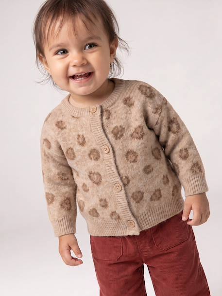 Gebreid babyvestje met knopen gemêleerd beige - vertbaudet enfant 